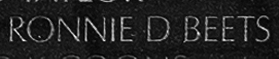 Engraving on The Wall of the name of Specialist Four Ronnie D. Beets, U.S. Army (VVMF)